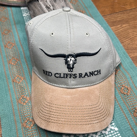 Red Cliffs Ranch Moab Utah embroidered Strap Back Cap cotton w leather accent OS - Picture 1 of 5